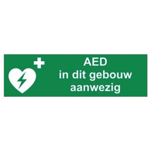 AED, sticker, tekst