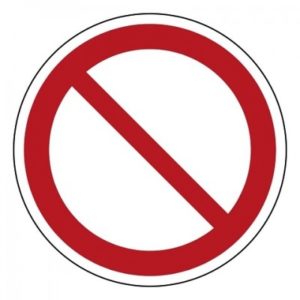 Algemeen verbod, sticker, ISO 7010, BHV, EHBO, VCA
