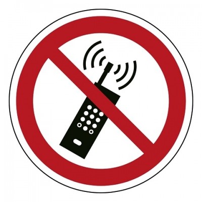 Telefoon verboden, sticker, ISO 7010, BHV, VCA, verbod