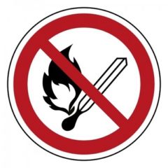 open vuur verboden, sticker, ISO 7010, BHV, VCA, verbod
