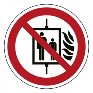 verboden bij brand lift te gebruiken